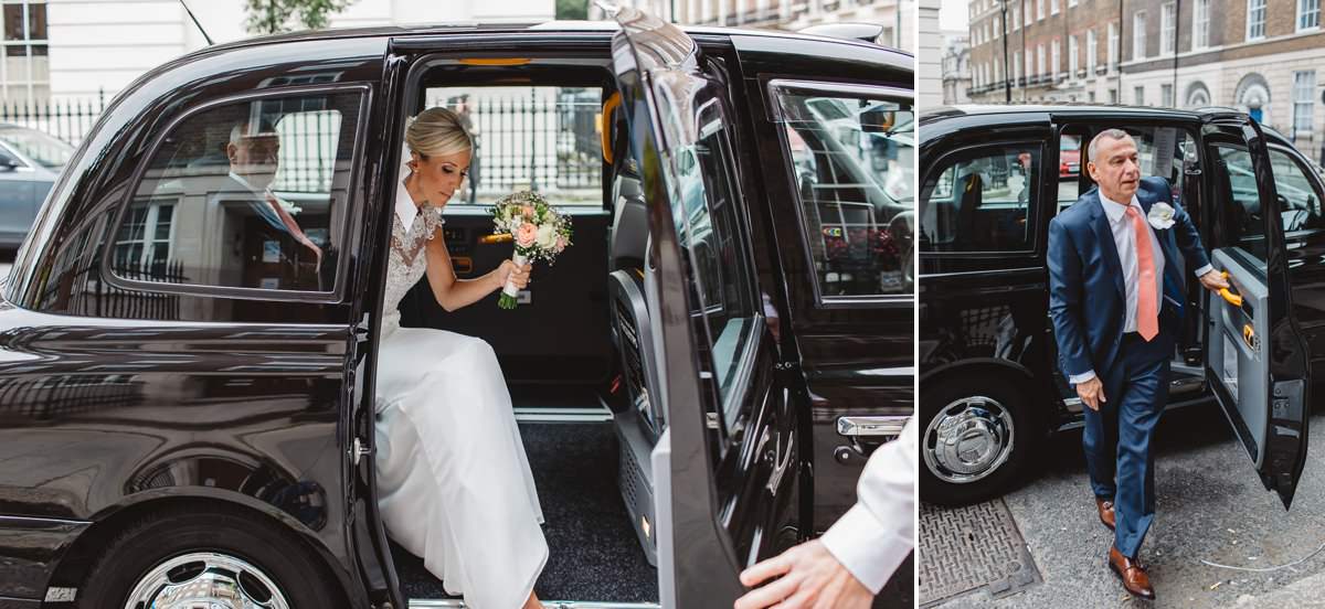 London Wedding Photography - Bride in black cab London