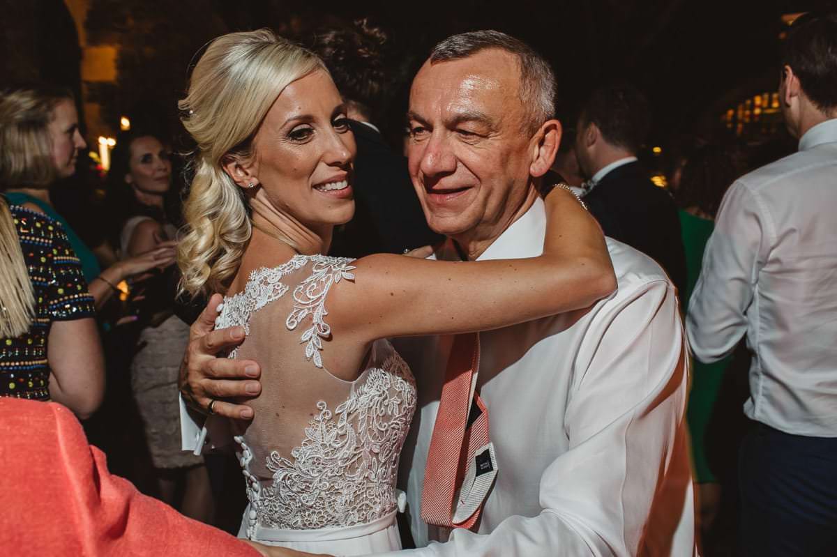 London Wedding Photography in The Crypt - Bride dancing with dad